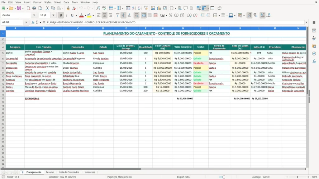 Planejamento – Casamento Excel – Planilha Grátis (2026)