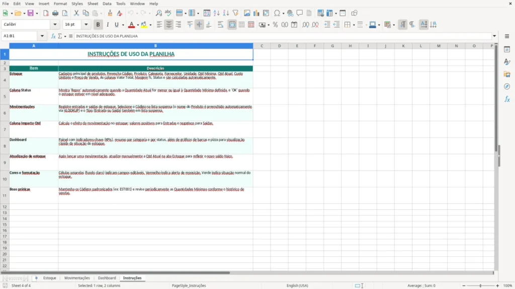 Instruções – Estoque Avançado Excel – Planilha Grátis (2026)