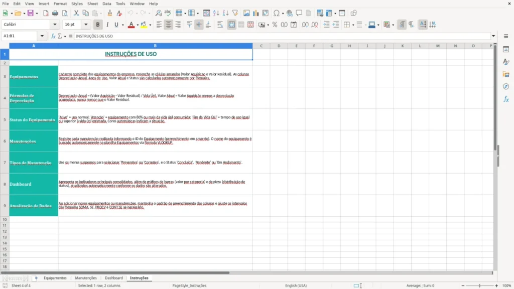 Instruções – Equipamentos Excel – Planilha Grátis (2026)