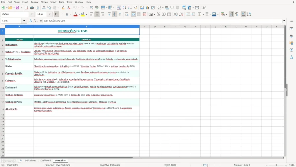 Instruções – Indicadores Excel – Planilha de metas (2026)
