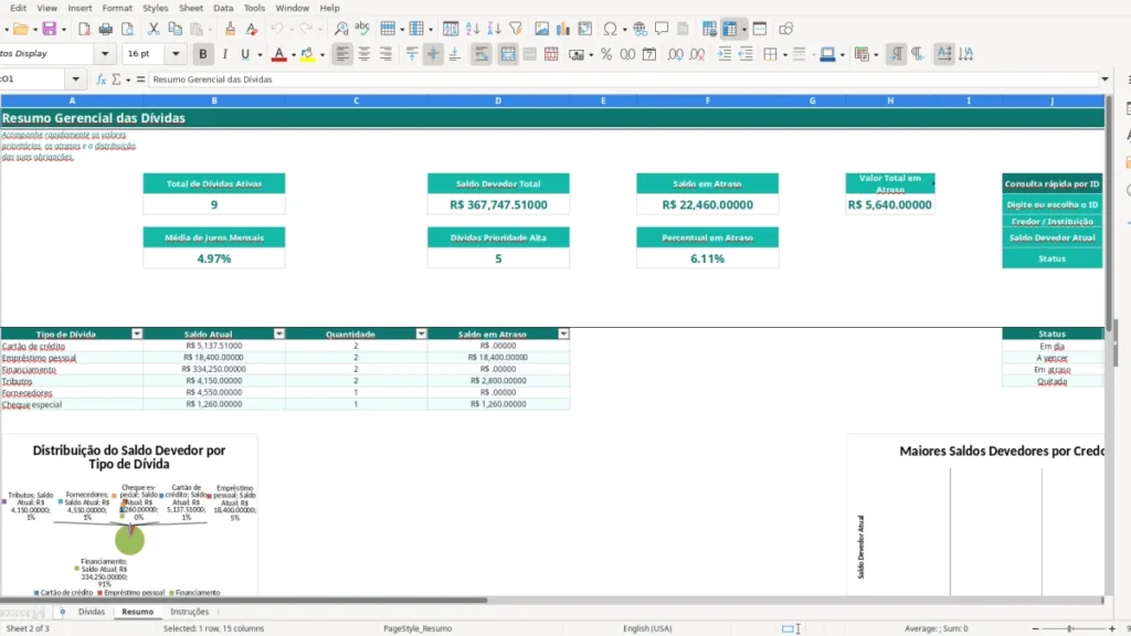 Resumo – Controle de dívidas Excel – Planilha grátis (2026)