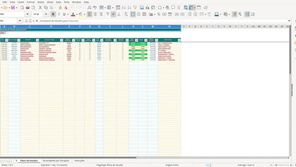 Plano de Estudos – Estudo para Concurso Excel – Planilha Grátis (2026)