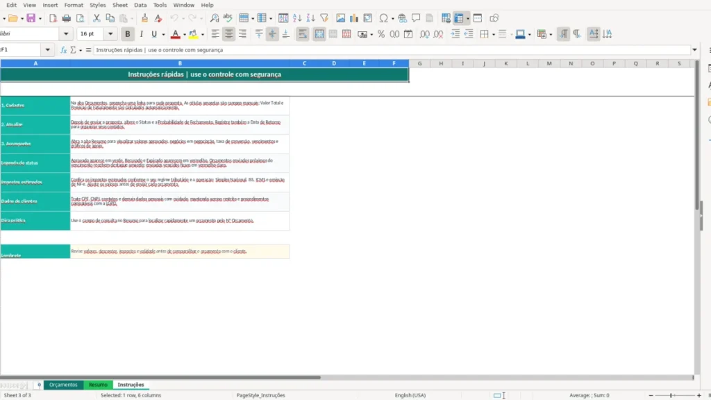 Instruções – Orçamento Excel – Planilha Grátis (2026)